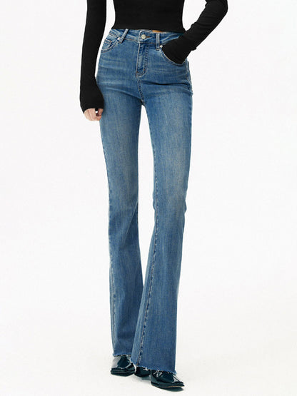 High-Waist Denim Bootcut Kot Pantolon