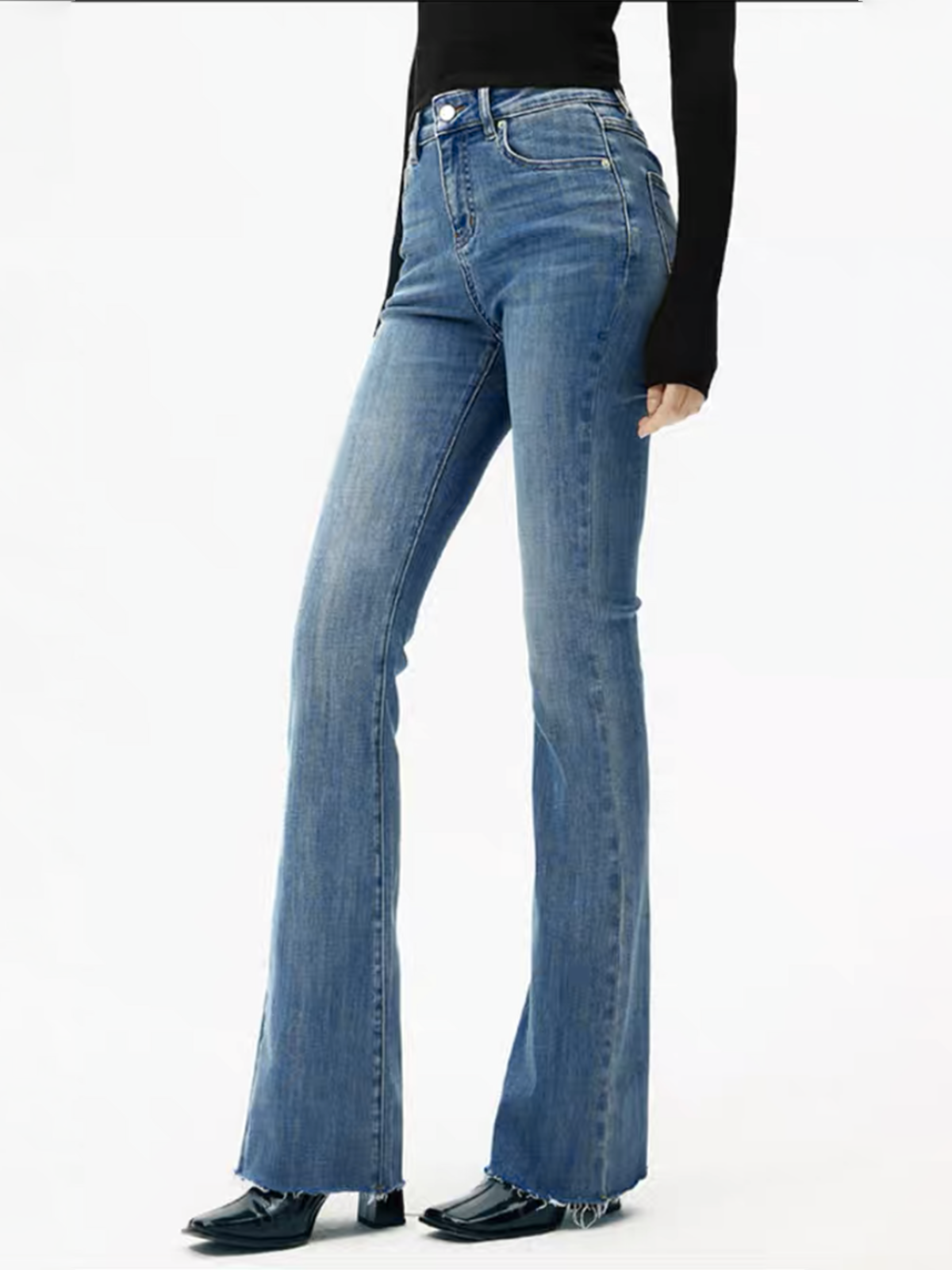 High-Waist Denim Bootcut Kot Pantolon