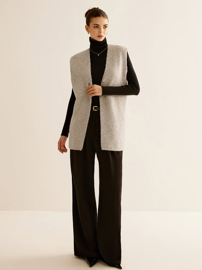 Wool-Blend Breasted Sweater Yelek