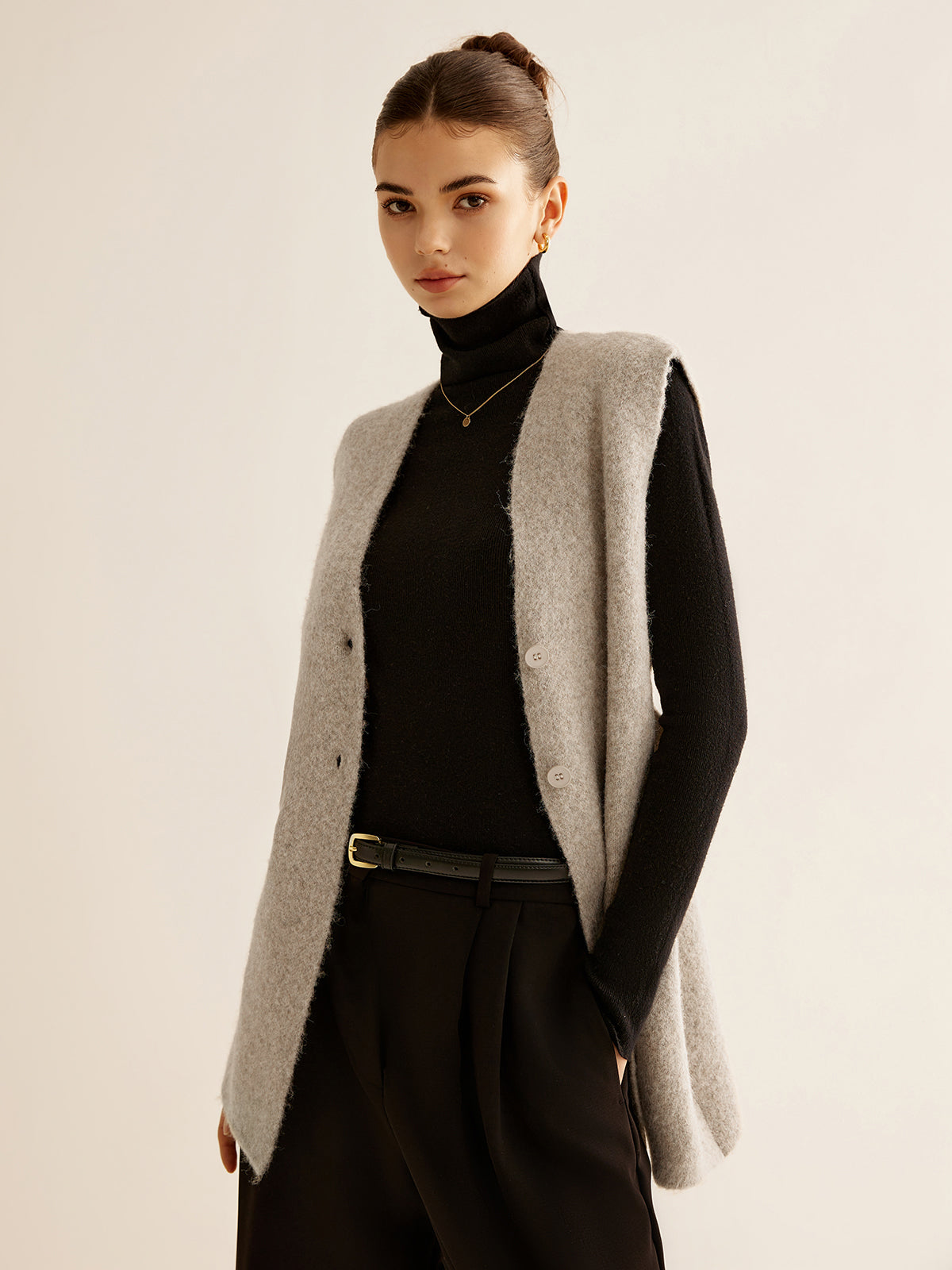 Wool-Blend Breasted Sweater Yelek