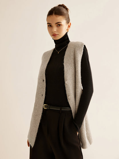 Wool-Blend Breasted Sweater Yelek