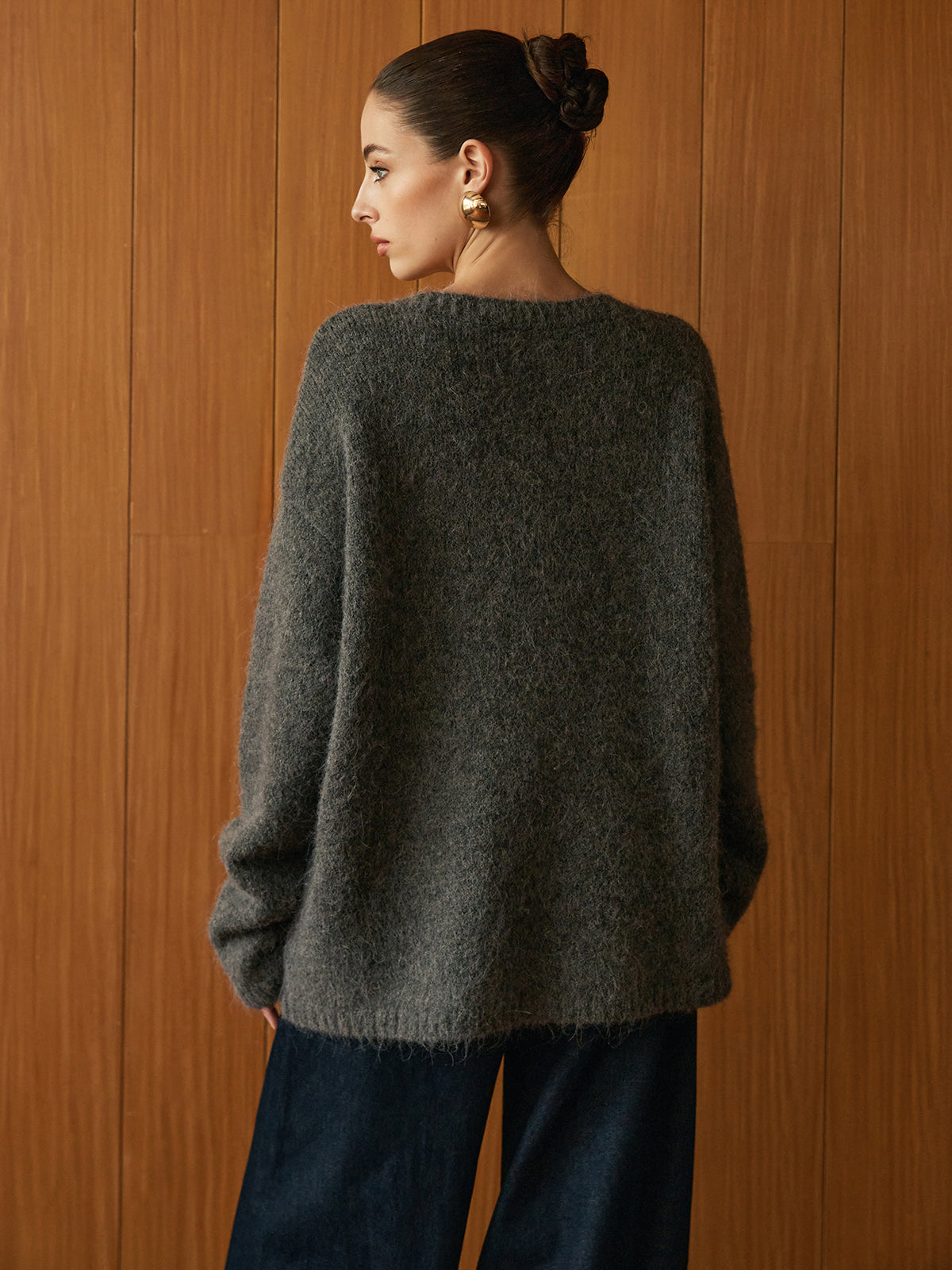 Wool-Blend Metal Button Knit Ceket