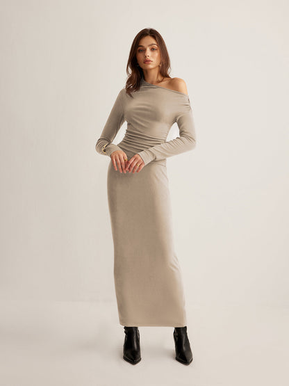 Asymmetrical Neck Slim Jersey Etek Takımı