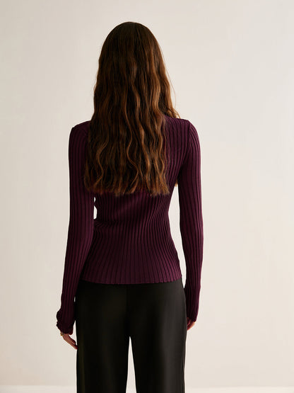 High Stretch Lapel Knit Üst
