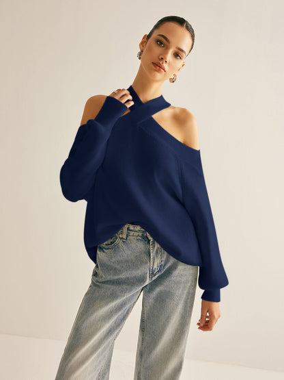 Cross-Over Collar Cold-Shoulder Kazak