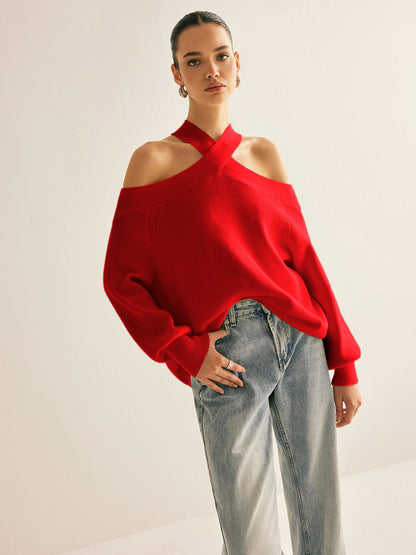 Cross-Over Collar Cold-Shoulder Kazak