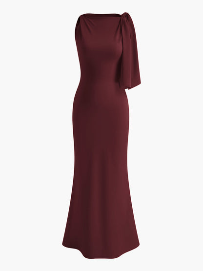 Beloved Knotted Sleeveless Long Elbise