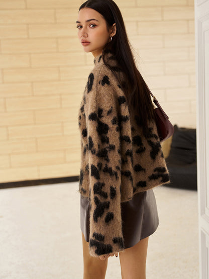 Wool-Blend Leopard Fuzzy Kazak