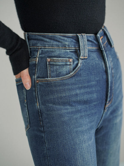 Mid-Waist Bootcut Denim Kemersiz Kot Pantolon