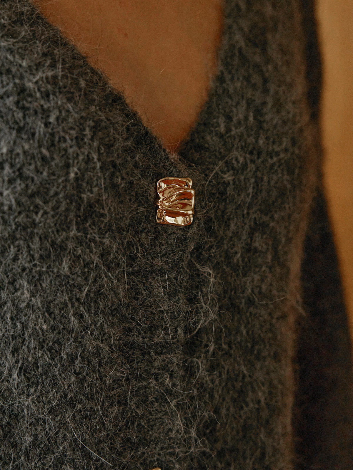 Wool-Blend Metal Button Knit Ceket