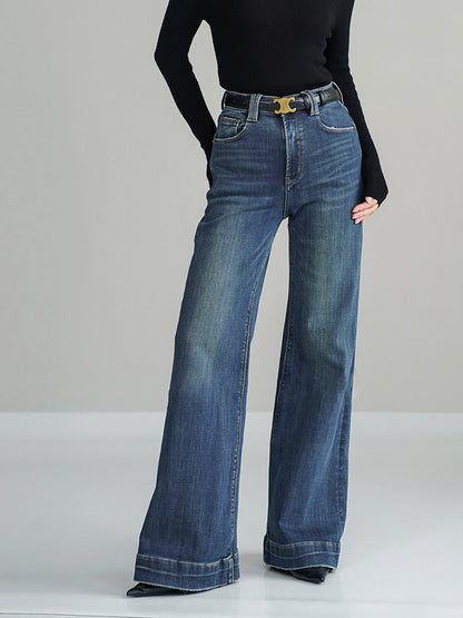 Mid-Waist Bootcut Denim Kemersiz Kot Pantolon