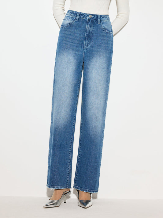 Mid-Waist Denim Kot pantolon