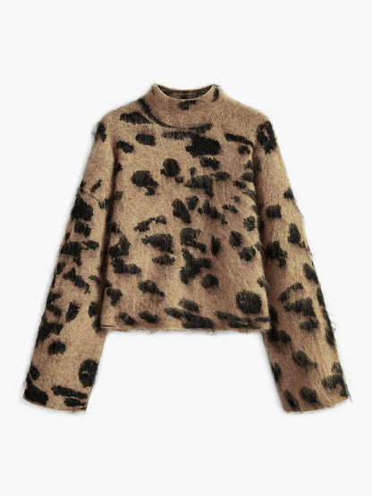 Wool-Blend Leopard Fuzzy Kazak