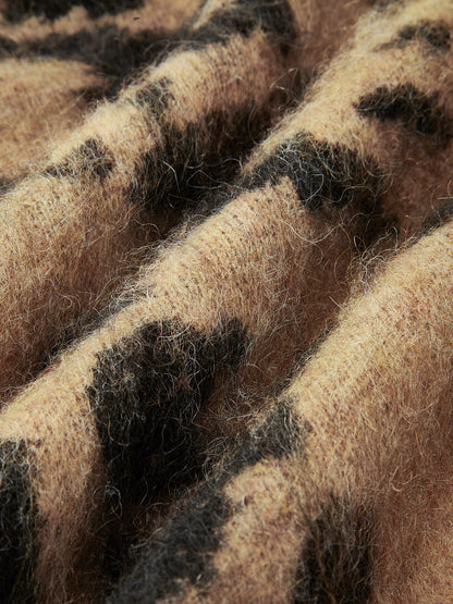 Wool-Blend Leopard Fuzzy Kazak