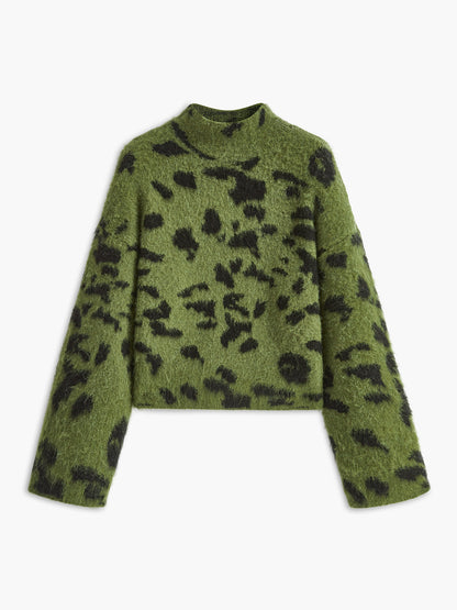 Wool-Blend Leopard Fuzzy Kazak