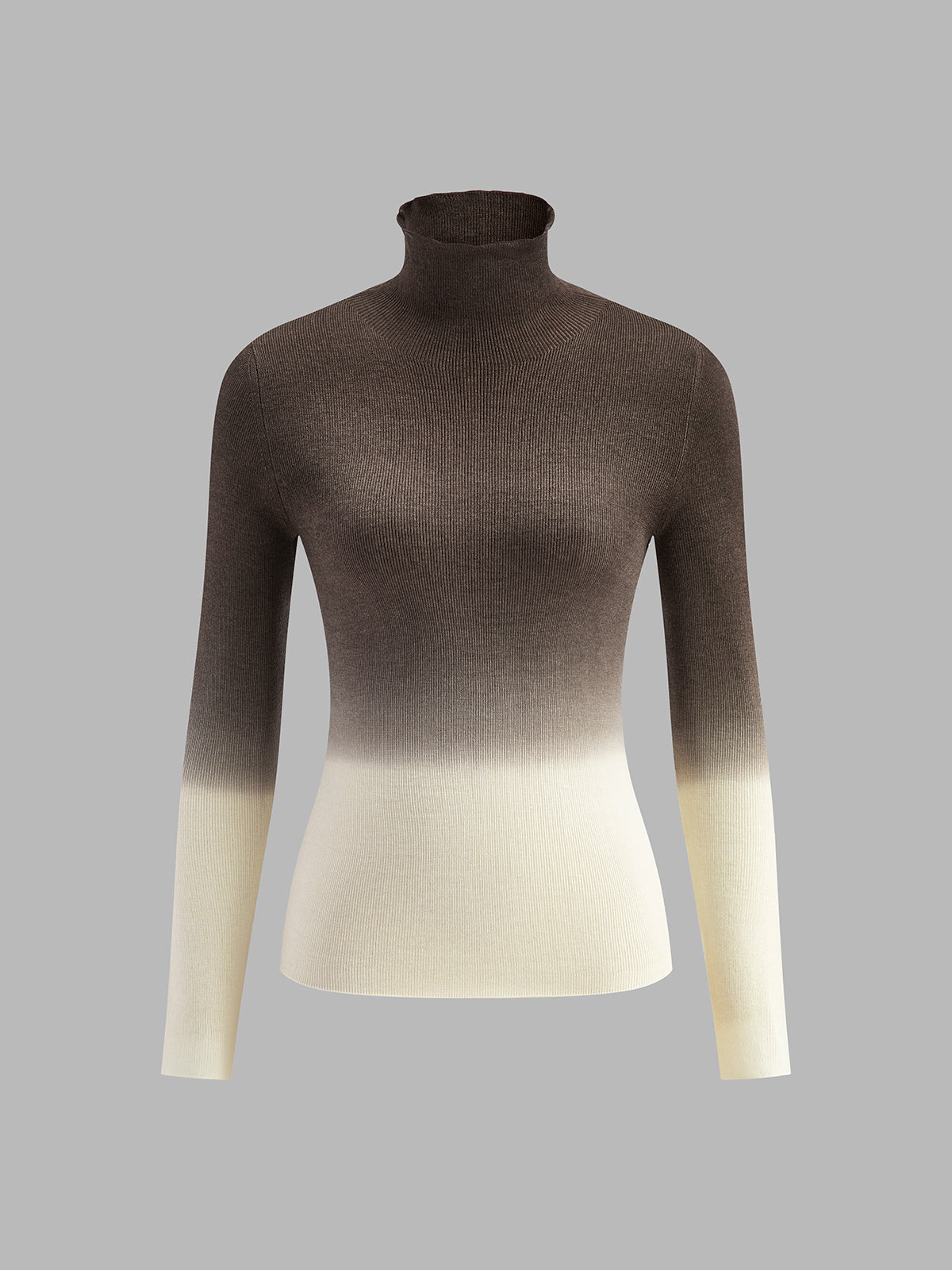 Wool-Blend Ombre Slim Knit Üst