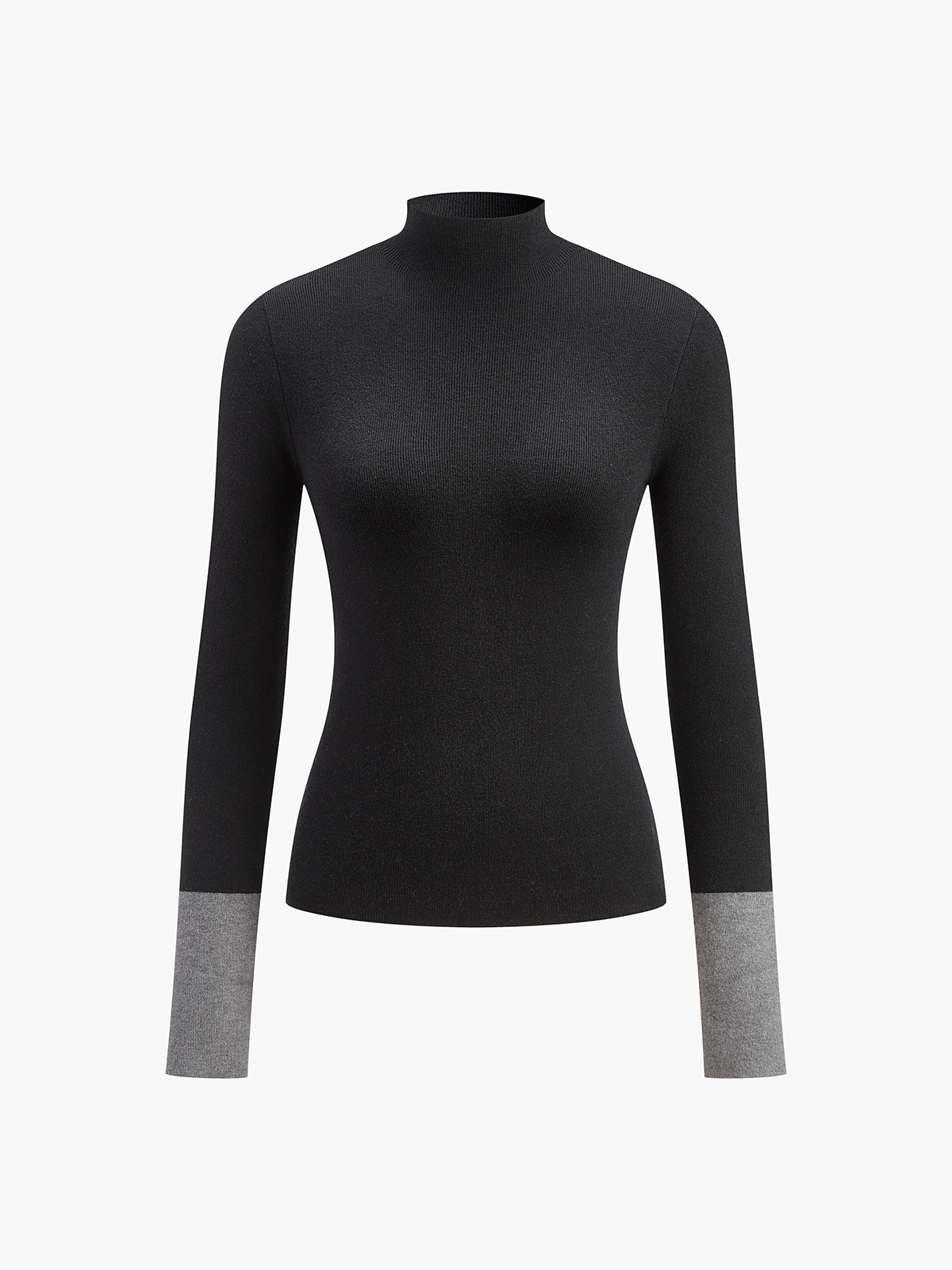 Long Sleeve Contrast Cuff Knit Üst