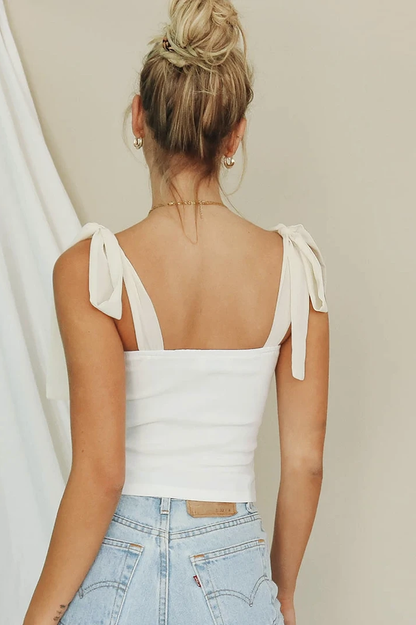 Lace Up White Tank Üst