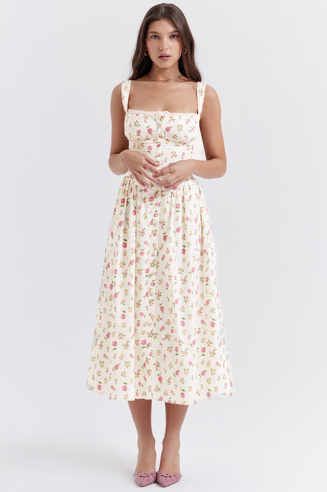 Tatiana Rose Print Midi Elbise