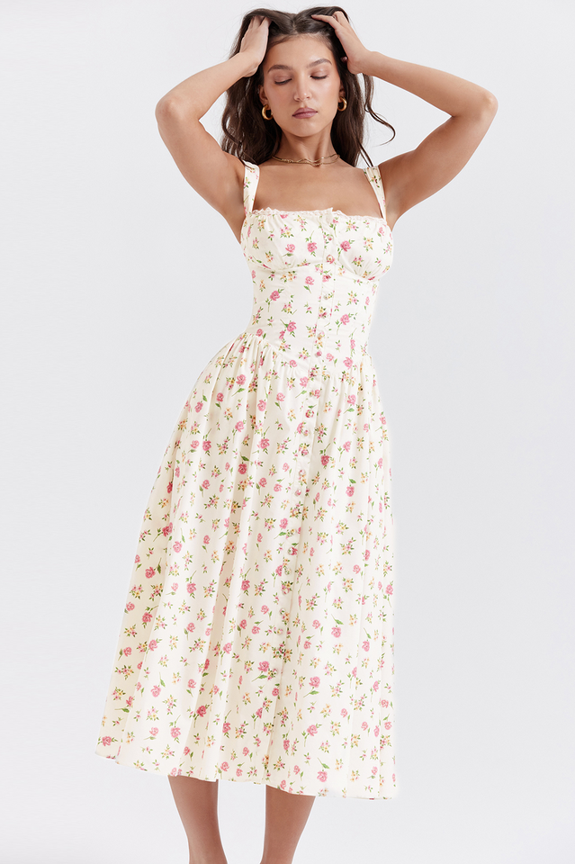 Tatiana Rose Print Midi Elbise