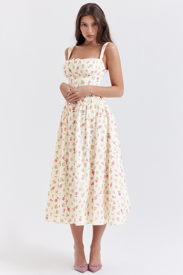 Tatiana Rose Print Midi Elbise