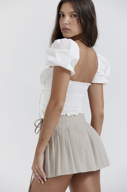 Samaya White Pleated Üst