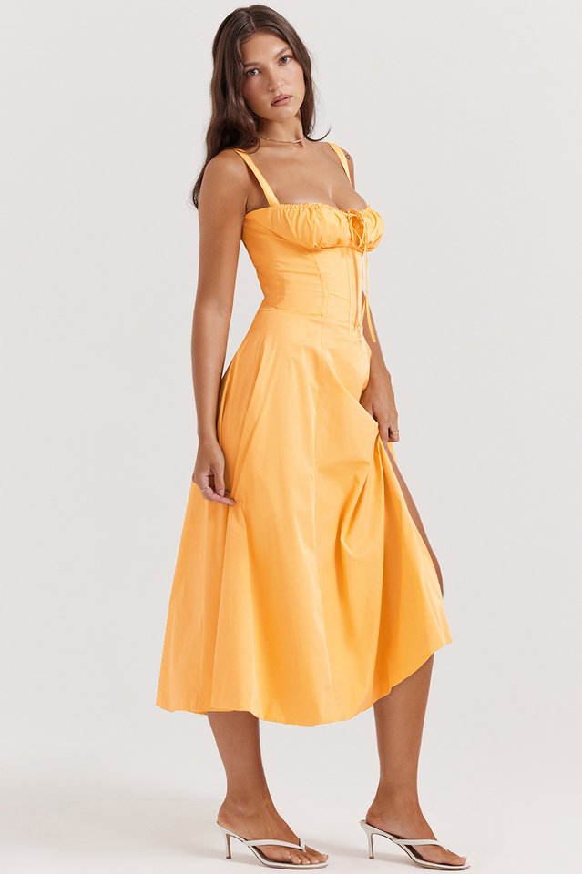 Carmen Tangerine Bustier Elbise