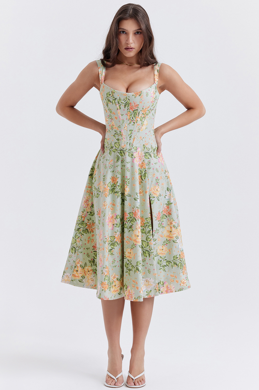 Saira Floral Print Midi Elbise