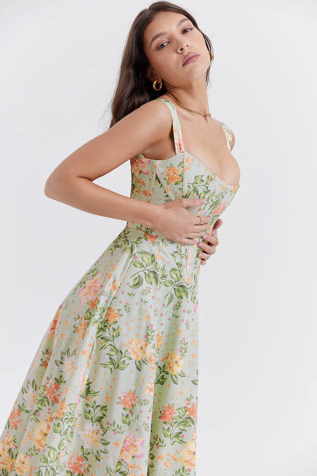 Saira Floral Print Midi Elbise