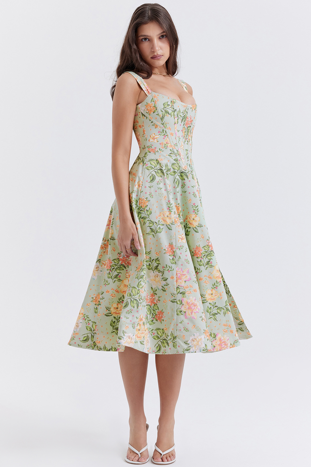 Saira Floral Print Midi Elbise