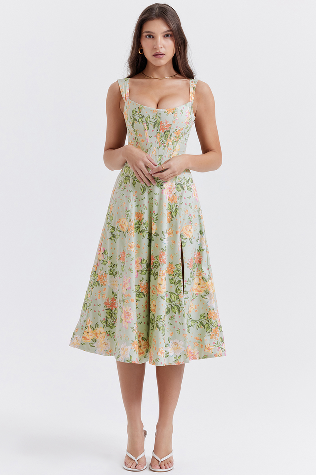 Saira Floral Print Midi Elbise