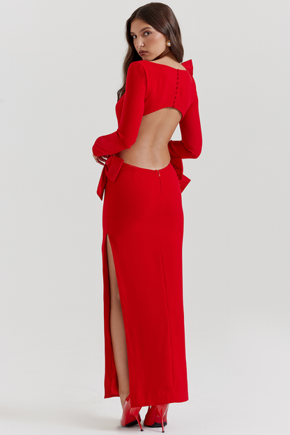 Lavele Red Bow Maxi Elbise