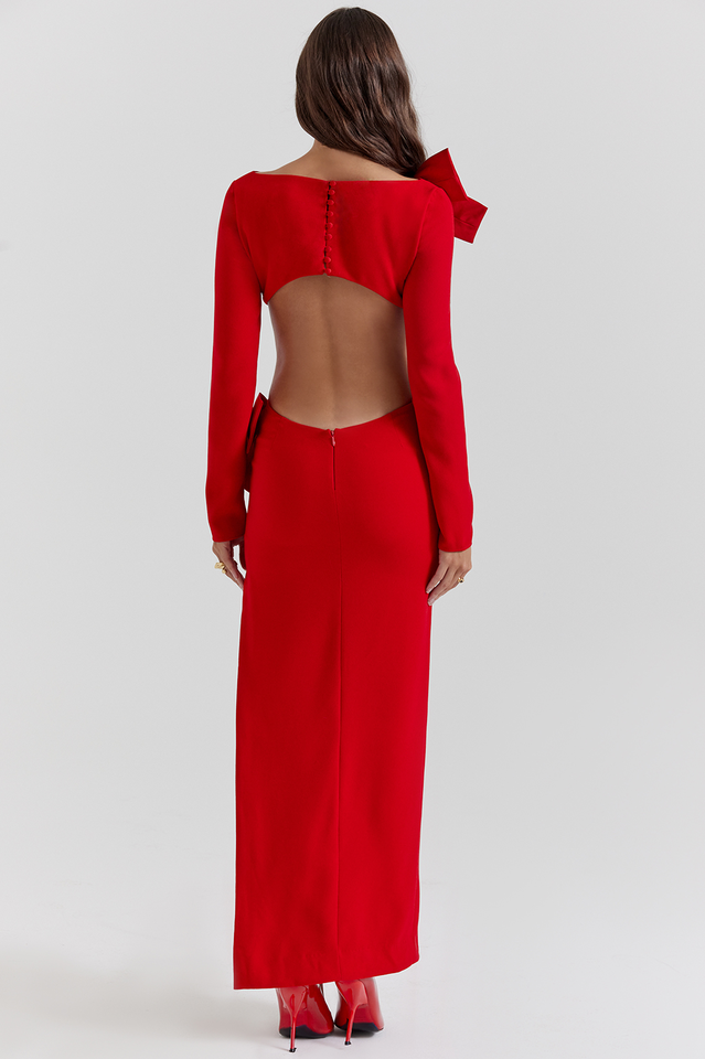 Lavele Red Bow Maxi Elbise